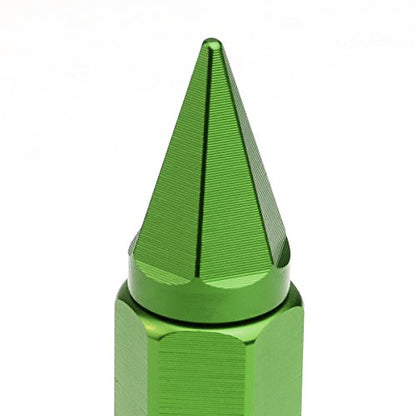 Auto Dynasty M12 x 1.5 Open/Closed End Design 20-Piece Aluminum Alloy Wheel Lug Nuts +1 X Deep Drive Extension (Green) - color: Green