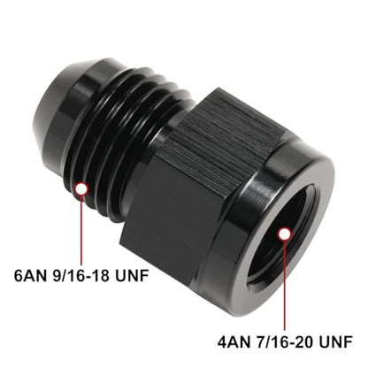 4AN Female to 6AN Male Flare Expander Fitting Adapter Aluminum Black - color: Black, size: 4AN Female to 6AN Male