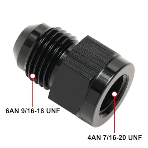 4AN Female to 6AN Male Flare Expander Fitting Adapter Aluminum Black - color: Black, size: 4AN Female to 6AN Male