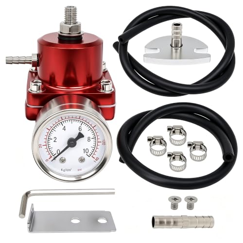 Fuel Pressure Regulator with 0-140 PSI Gauge and Fuel Line Hose - style: 0-140 PSI
