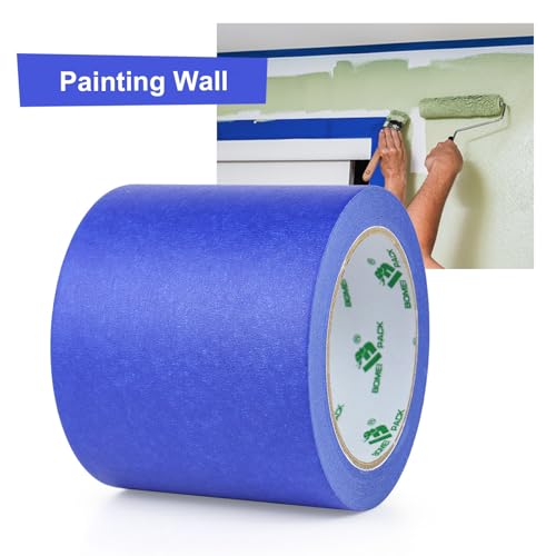 BOMEI PACK Wide Blue Painters Tape 4 Inches x 30 Yards, 3D Tape, 3D Printing Tape for Laser Cutting, 21-Day Clean Removal Wide Masking Tape - color: Blue