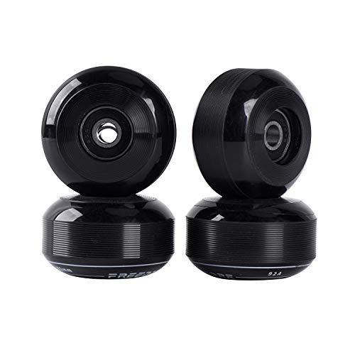 FREEDARE Skateboard Wheels 52mm and Bearings, Spacers Installed 92A for Street Tricks(Pack of 4) - color: black