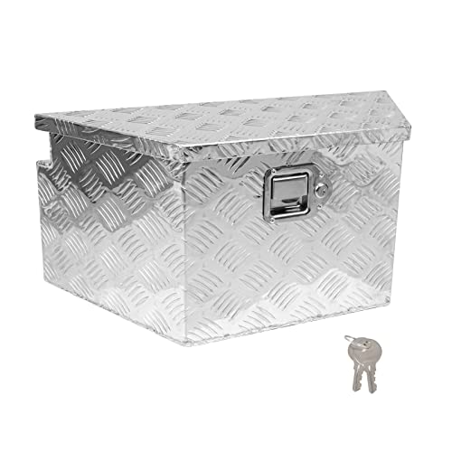 27" x 13" x 13" Trailer Tongue Tool Box with Latch and Keys Heavy Duty Aluminum Trailer Toolbox Organizer Truck Underbody Box Compatible with Pick Up Truck Bed RV Trailer ATV Silver - color: Silver, size: 27" x 13" x 13"