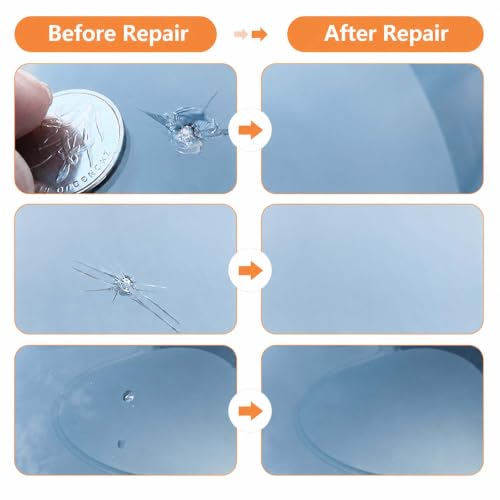 Windshield Crack Repair Kit, 2 Bottles Glass Repair Kit, Universal Auto Glass Repair Set for Car Windows, Rearview Mirrors, All Types of Chips and Linear Cracks