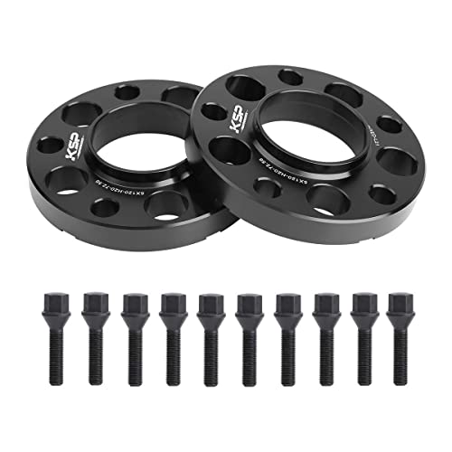 KSP Hubcentric Wheel Spacers 5x120mm, 20mm Thread Pitch M12x1.5 Hub Bore 72.56mm Forged Spacers for E82, E88 E36 E30 E90, E91, E92, E93 E28, E34 E23, E32, W38 E31, 2 Years Support (5 Lug) - size: 20mm + 10pcs Lug Bolts