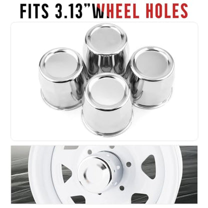 RTRHINOTUNING 4PCS 3.13 in Push Through Center Caps Wheel Hub Caps for Truck Trailer Wheel Rim, 3.13" Hub 3.31" Tall Trailer Wheel Center Caps Sliver - color: Chrome, size: 3.13" Center Hole, 3.31" Height
