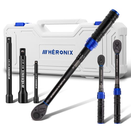 6PCS Click Torque Wrench Set, 1/4" 3/8" 1/2" Drive (20-240 in.lb, 5-50 ft.lb, 10-180 ft.lb), 72-Tooth Ratchet with 4", 5", 6" Extension Bars for Auto, Bicycle & Motorcycle Maintenance - size: 1/2" 3/8" 1/4"DR『10-180FT,5-50FT,20-240IN』