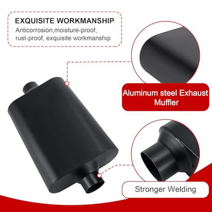 Mufflers 2 Chamber 3" Universal Muffler Performance Exhaust Muffler 3.0 IN Pipe,Aggressive Sound,Black(3" center in/out) - size: 3" center in | 3" center out | overall 18", style: Center in | Center out