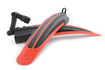 BlueSunshine Adjustable Road Mountain Bike Bicycle Cycling Tire Front/Rear Mud Guards Mudguard Fenders Set (Red + Black) - color: Red + Black