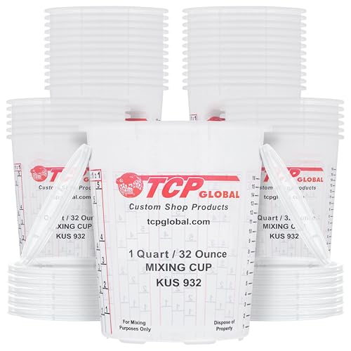 Custom Shop Paint Mixing Cups, 32-Ounce, 36 Pack, Plastic Measuring Cups - style: 36 Cups + 12 Lids