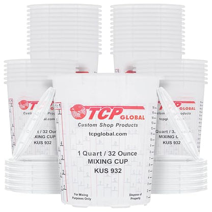 Custom Shop Paint Mixing Cups, 32-Ounce, 36 Pack, Plastic Measuring Cups - style: 36 Cups + 12 Lids