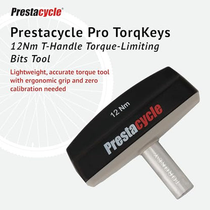 Prestacycle Pro TorqKeys 12Nm T-Handle Torque Limiting Tool – Torque Wrench Bit with Ergonomic Low-Profile Grip, Magnetic 1/4" Hex Bit Retention, Durable Zinc Shaft - size: 12Nm