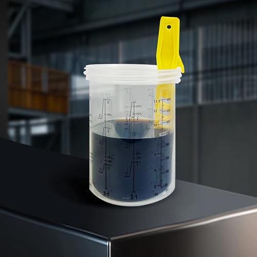 ENDOZER Disposable Paint Cup 50 Pack 13.5 Ounce(400ML) Mixing Cups for Automotive Spray Gun with 50 Liners and Lids System, 1 Hard Cup with Retainer Ring, 20 Plugs, 2 Adapters for Paint Gun - color: Dis-400ml-50pcs