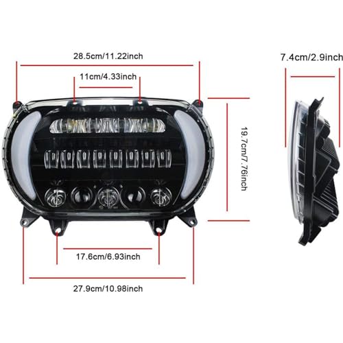 Headlight LED Road Glide Motorcycle, Daytime Running Side Lights for 2015 2016 2017 2018 2019 2020 2021 2022 2023 Headlamp Replacement accessories(Black) - color: Black