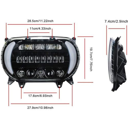 Headlight LED Road Glide Motorcycle, Daytime Running Side Lights for 2015 2016 2017 2018 2019 2020 2021 2022 2023 Headlamp Replacement accessories(Black) - color: Black