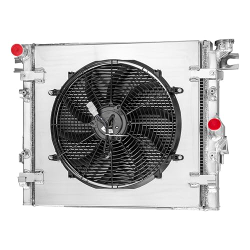 4 Row Radiator Shroud Fan for 2007-18 Jeep Wrangler JK 3.6L 3.8L V6 at 2008 2009 2010 2011 2012 2013 2014 2015 2016 2017 Aluminum Radiators CC2957 - size: 4 Row Radiator Shroud Fan