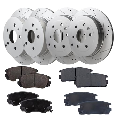 55174 D1421 55178 D1275 Front & Rear 4pcs Brake Rotors + 8pcs Pads Fit For Chevrolet For Equinox 2010-2017,For GMC For Terrain 2010-2017 - color: 55174R+55178R+D1421+D1275