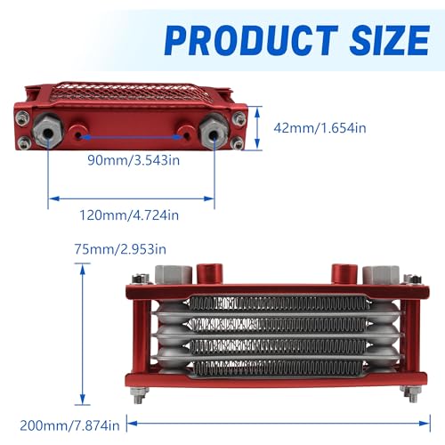 Motorcycle Engine Oil Cooler,Universal Engine Oil Cooling Kit for ATV Pit Bike Motorbike,Dirt Bike Oil Cooler Cooling Engine Radiator Kit Universal for 70cc 110cc 125cc 140cc Motorcycle - color: red