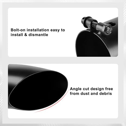 Mupera Universal 3" Turn Down Exhaust Tip, 3" Outlet, 12" Long - size: 3" Inlet 3" Outlet 12" Length Black