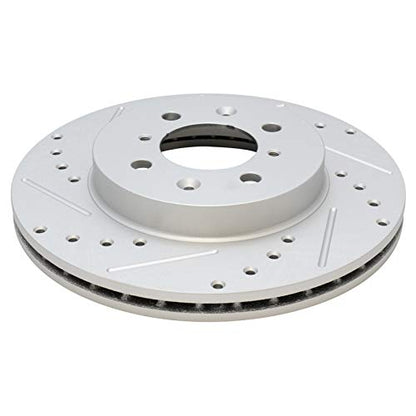 TRQ Performance Front and Rear Brake Rotor Set G Coated Drilled and Slotted - style: BRA13966
