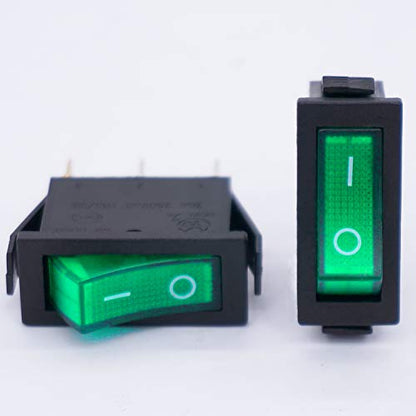 TWTADE / 6Pcs Rocker Switch, 3 Pin 2 Position Green Light On/Off SPST Boat Rocker Toggle Switch Snap AC 250V 125V/20A KCD3-101N-G - color: Green-ON/Off - KCD3, size: Narrow Rectangle