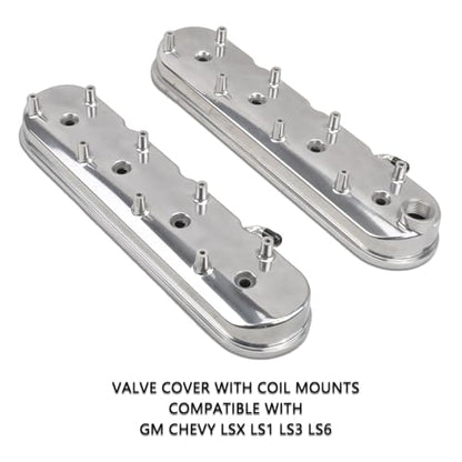 Fabricated Aluminum Engines Valve Covers with Coil Mounts - color: Polish, size: GM LS1-LS6