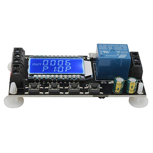 DROK Time Delay Relay, DC 5V/12V/24V Timer Relay Delay-Off Cycle 0.01s-9999mins Adjustable Trigger with LCD Display Support Micro USB 5V Input - color: Black, size: 1pcs