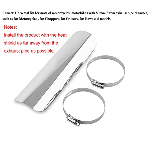 Exhaust Heat Shield, Motorcycle Metal Cover with 2pcs Clamps