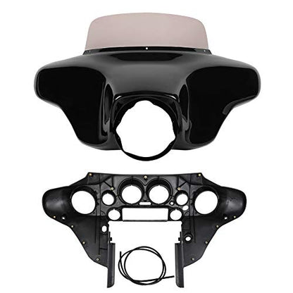 Front Outer and Inner Batwing Upper Fairing Cowl w/ 8 inch Windshield Fit for 1996-2013 Harley Davidson Touring Electra Glide Street Glide and Trike models