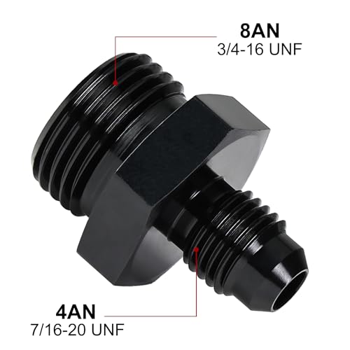 EVIL ENERGY 4AN Flare to 8AN ORB Male 2PCS Fuel Rail Adapter Fitting Black - size: 8AN ORB to 4AN