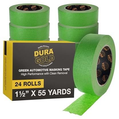 Dura-Gold Green Automotive Masking Tape 1-1/2" (1.41" x 55 Yards), Case 24 - size: 1-1/2"