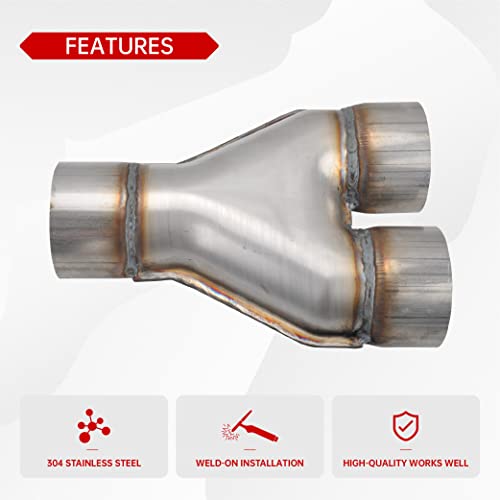 Y Pipe 3''ID Inlet Dual 2.75''ID Outlet Exhaust Adapter Connector - size: 3" Single to 2.75" Dual