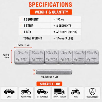 A A IN (576PCS 1/2oz, 0.5oz Grey Adhesive Stick on Wheel Weights - size: 0.5OZ-576PCS