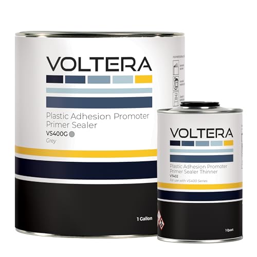 VOLTERA 1K Plastic Adhesion Promoter Primer Sealer Kit - 1 Gallon Primer & 1 Quart Thinner included - Complete Mixing System for Automotive Refinish and Industrial Use (Grey) - color: Grey