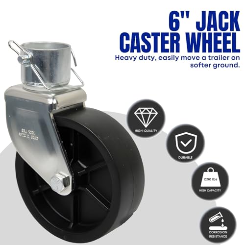 Jeremywell 6" Inch Trailer Swirl Jack Wheel Caster Replacement with Pin Boat Hitch Camper Removable 1200lbs?