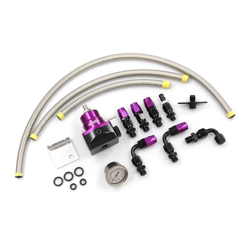 Universal EFI Fuel Pressure Regulator Kit with 0-160psi Fuel Pressure Gauge - color: PURPLE