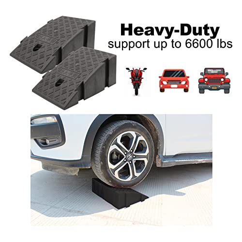 YYDS Curb Ramp, 6" 7" Rise Height 2 Pack,Heavy Duty Plastic Ramps,Interlock Curb Ramps for Driveway,Threshold Ramp for Sidewalk,Driveway,Car, Scooter, Bike, Motorcycle (6 inch high) - size: 6 inch high