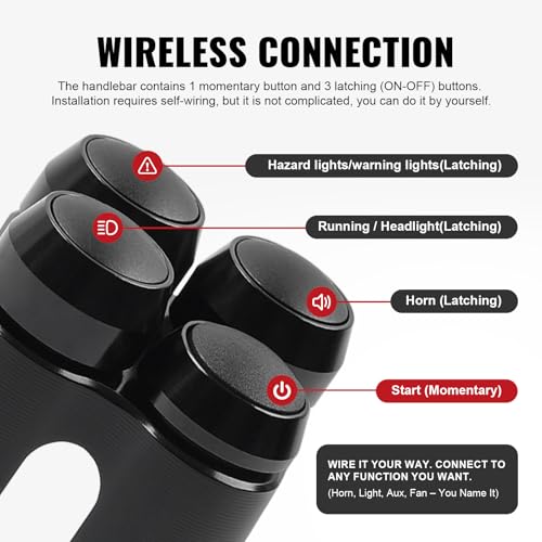 SIKUAI 1" 4 Buttons Black Handlebar Switch Control for Harley Cruiser