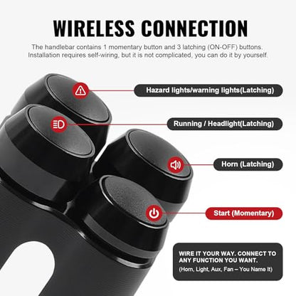 SIKUAI 1" 4 Buttons Black Handlebar Switch Control for Harley Cruiser