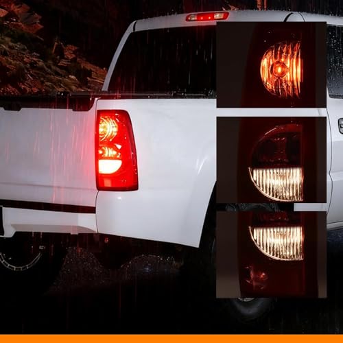 G-PLUS LED DRL Headlights Assembly & Tail Lights Fit Chevy Silverado 03-06 - color: Smoky Lens Black Housing Amber Reflector & Red, size: C LED