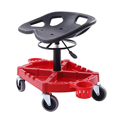Roller Seat, 330lbs Loading Capacity Rolling Garage Stool with 4 Wheels & Underside Organize Tool Tray Car Detailing Creeper Seat 19.69-25in Height Adjustable for Workshop, Home
