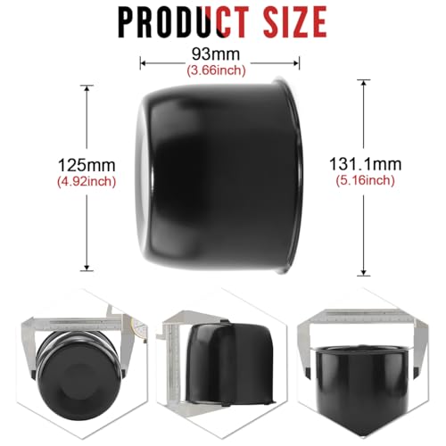 Rtrhinotuning Stainless Steel Push Through Center Caps 4.9" for Trailer Truck Rv Wheel Rims Chrome Trailer Hub Cap 3.66" Hight 4 PCS Wheel Center Caps - color: Black, size: 4.92" Center Hole, 3.66" Height