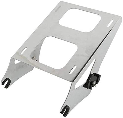 TCT-MOTORPARTS Vivid Black Chopped Tour Luggage Trunk Backrest Mounting Rack Fit for Harley 2014-2025 Touring Road Glide Street Glide Special Road King Electra Glide - color: Gloss Black Chopped Trunk+Chrome Rack#1