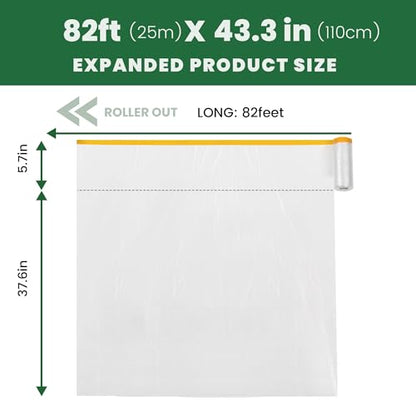 Voomey Pre-Taped Masking Film, Painters Tape with Plastic Attached, Automotive Painters Tape and Drape for Appliances, Furniture, Wood Surfaces & DIY Projects - 3ft x 82ft - size: 1100mm*25m, style: Standard Roll