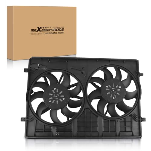 maXpeedingrods 4 Pins Dual Radiator Cooling Fan Assembly w/Shroud for Volkswagen Atlas 2018-2020, Atlas Cross Sport 2020, 3QG121207 3QF121207 3QF959455C 3QF959455B - size: 3QF959455B