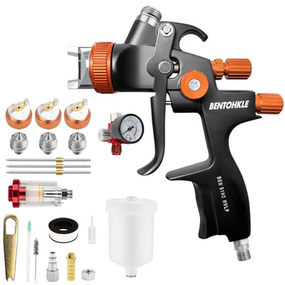 819 HVLP Air Spray Gun Kit with 1.4/1.7/2.0mm Nozzles - size: plastic cup