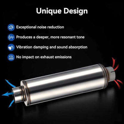 4" Performance Muffler Stainless Steel Straight-Through - size: 4in