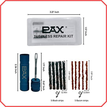 PAX 12 Pcs Tubeless Bike Tire Repair Kit, Includes Storage Canister, Plugger Tool, 10 Pcs Tire Plug Strips, Fast Flat Puncture Fix for MTB, Gravel and Road Bicycle Tires - Sky Blue - color: Sky Blue