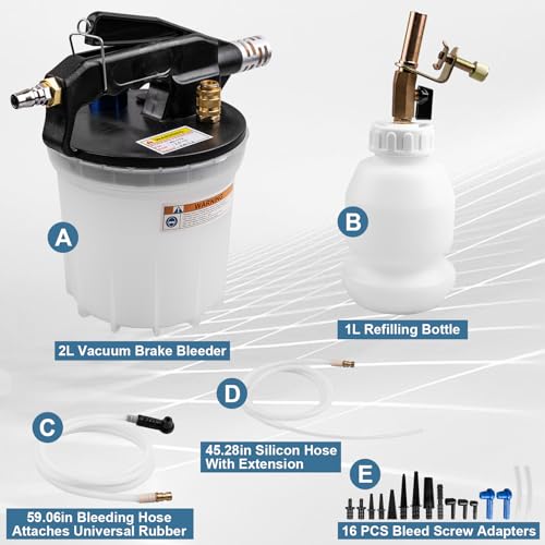 3L Brake Bleeder Kit, One Person Vacuum Brake Fluid Bleeder Kit