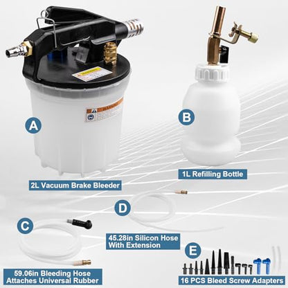 3L Brake Bleeder Kit, One Person Vacuum Brake Fluid Bleeder Kit